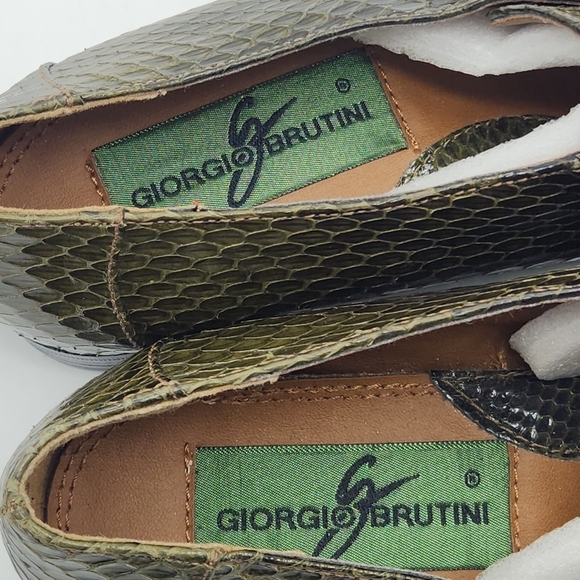 Giorgio Brutini Vintage Snakeskin Double Monk Strap Shoes Olive Green 6.5M 8.5W main image 14